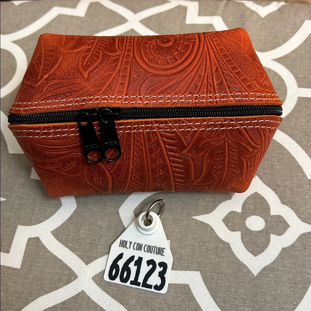 HOLY COW COUTURE Leather Mini Buckeroo Organizer HCC Fireman Orange